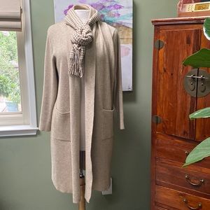 Kerisma Angora Blend Ribbed Long Cardigan with Scarf - M/L